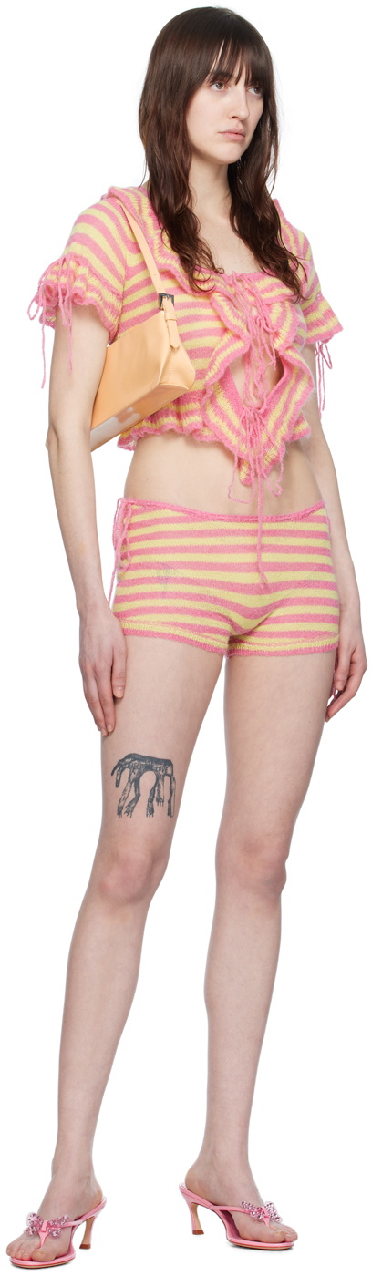 GUIZIO Pink & Yellow Drawstring Shorts