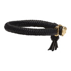 Versace Black and Gold Leather Braid Bracelet