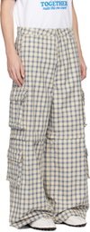 ERL Off-White & Blue Zip-Off Plaid Cargo Pants
