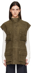 The Frankie Shop Khaki Turin Cargo Suede Vest