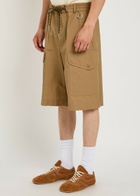 Moncler Drawstring Cotton-poplin Cargo Shorts Brown