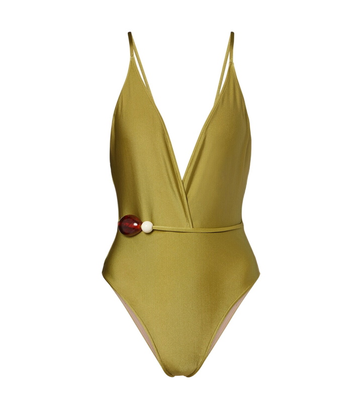 Photo: Adriana Degreas Belted embellished swimsuit
