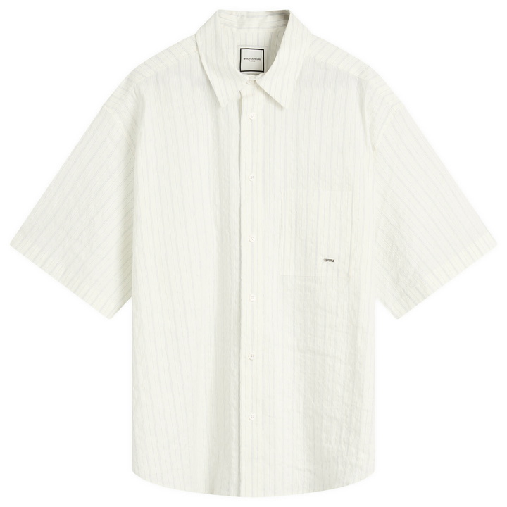 Photo: Wooyoungmi Men's Stripe Short Sleeve Shirt in Ivory