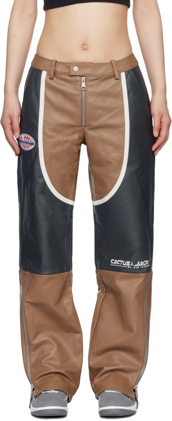 Photo: Nike Jordan Brown & Black Travis Scott Edition Leather Pants