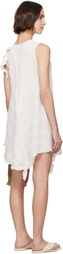 ISSEY MIYAKE White Wrinkled & Twisted Minidress
