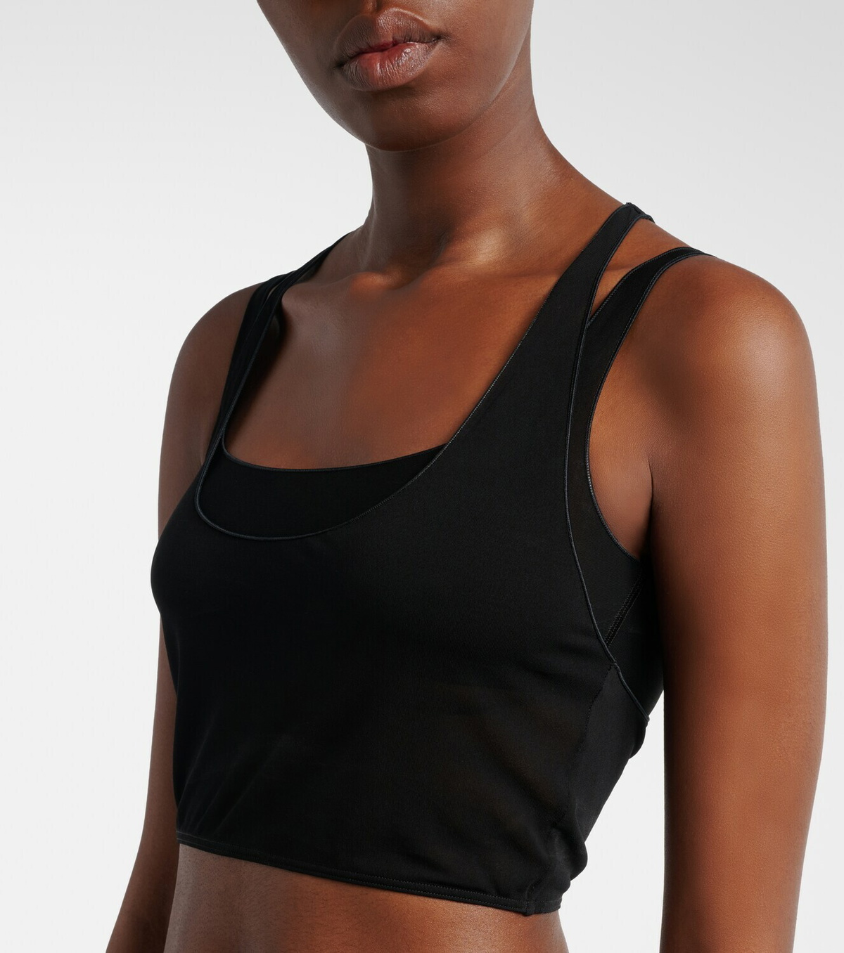 Gucci Layered semi-sheer crêpe jersey top
