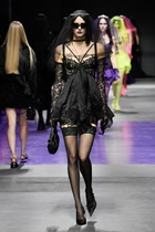 Versace - Lace-trimmed satin minidress