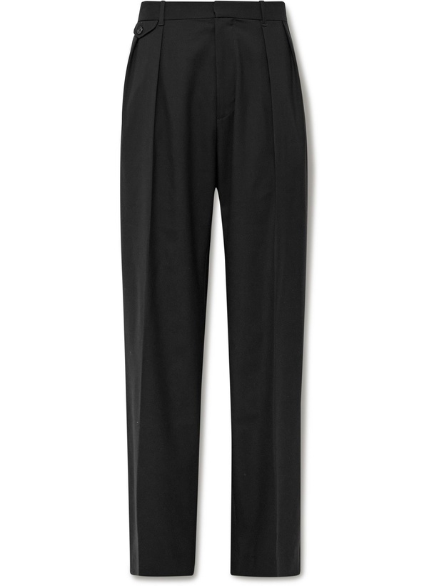 Photo: The Row - Marcello Wide-Leg Pleated Wool-Gabardine Trousers - Black