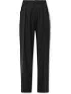 The Row - Marcello Wide-Leg Pleated Wool-Gabardine Trousers - Black