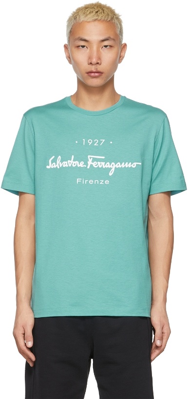 Photo: Salvatore Ferragamo Blue '1927' Signature T-Shirt