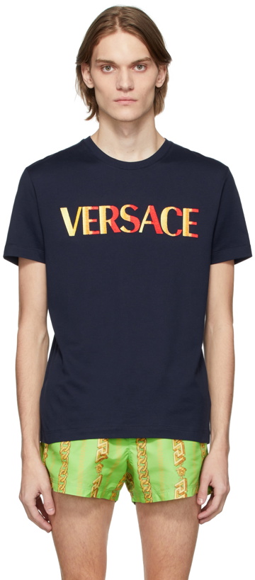 Photo: Versace Navy Gradient Logo T-Shirt