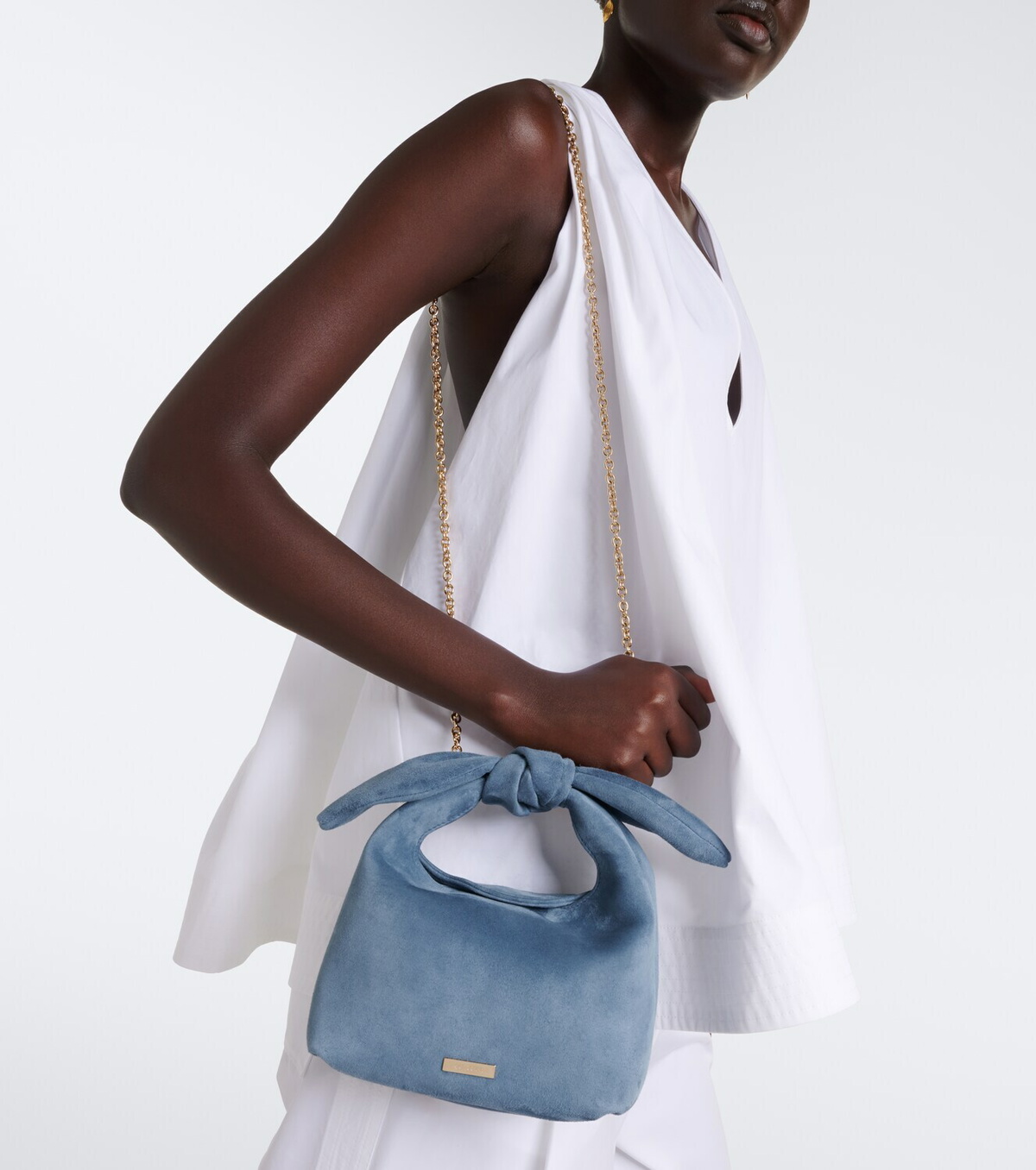 Aquazzura Bow Tie Mini suede top-handle bag