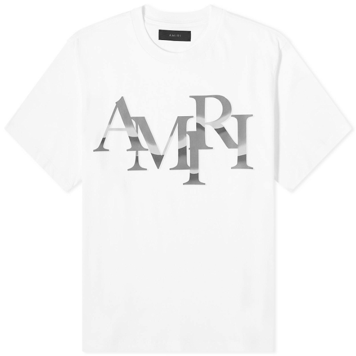 Photo: AMIRI Men's Chrome Staggered Logo T-Shirt in White