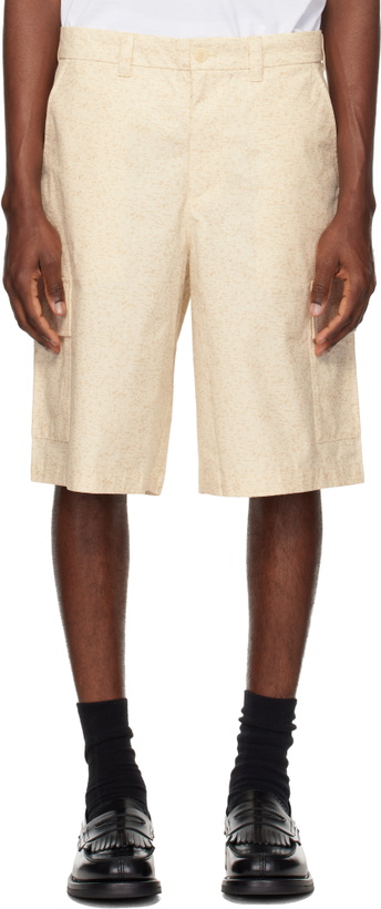Photo: Lacoste Beige Straight Fit Printed Bermuda Shorts