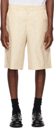 Lacoste Beige Straight Fit Printed Bermuda Shorts