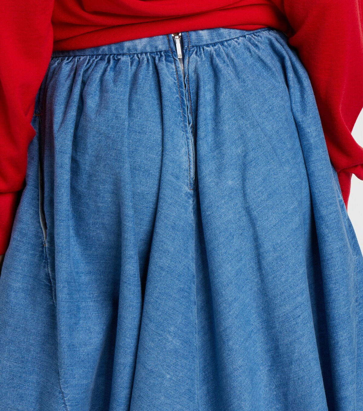 Loewe Asymmetrical denim midi skirt
