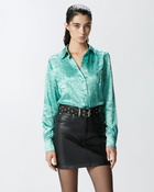 Pinko Crinkled Satin Shirt Mint Cream