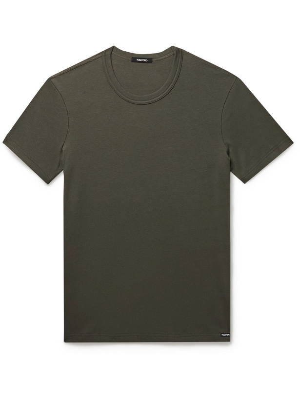 Photo: TOM FORD - Stretch-Cotton Jersey T-Shirt - Green