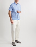 Sid Mashburn - Marquez Spread-Collar Gingham Cotton-Blend Seersucker Shirt - Blue
