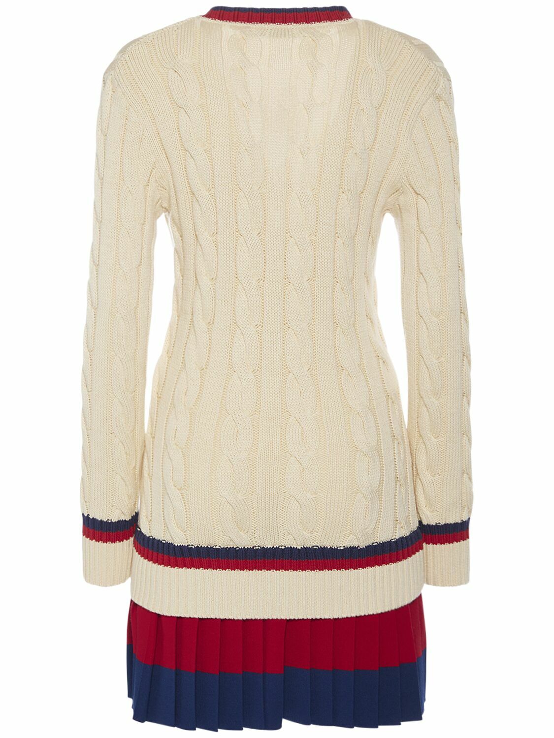 DSQUARED2 - V Neck Cotton Cable Knit Mini Dress Dsquared2
