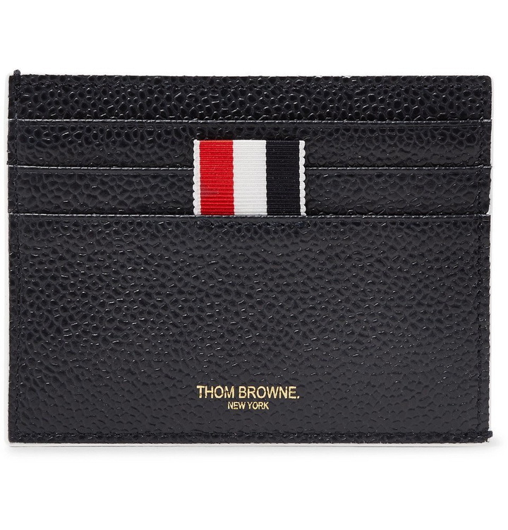 Photo: Thom Browne - Grosgrain-Trimmed Pebble-Grain Leather Cardholder - Men - Navy