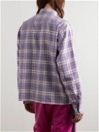 4SDesigns - Logo-Appliquéd Checked Wool-Blend Tweed Shirt - Pink
