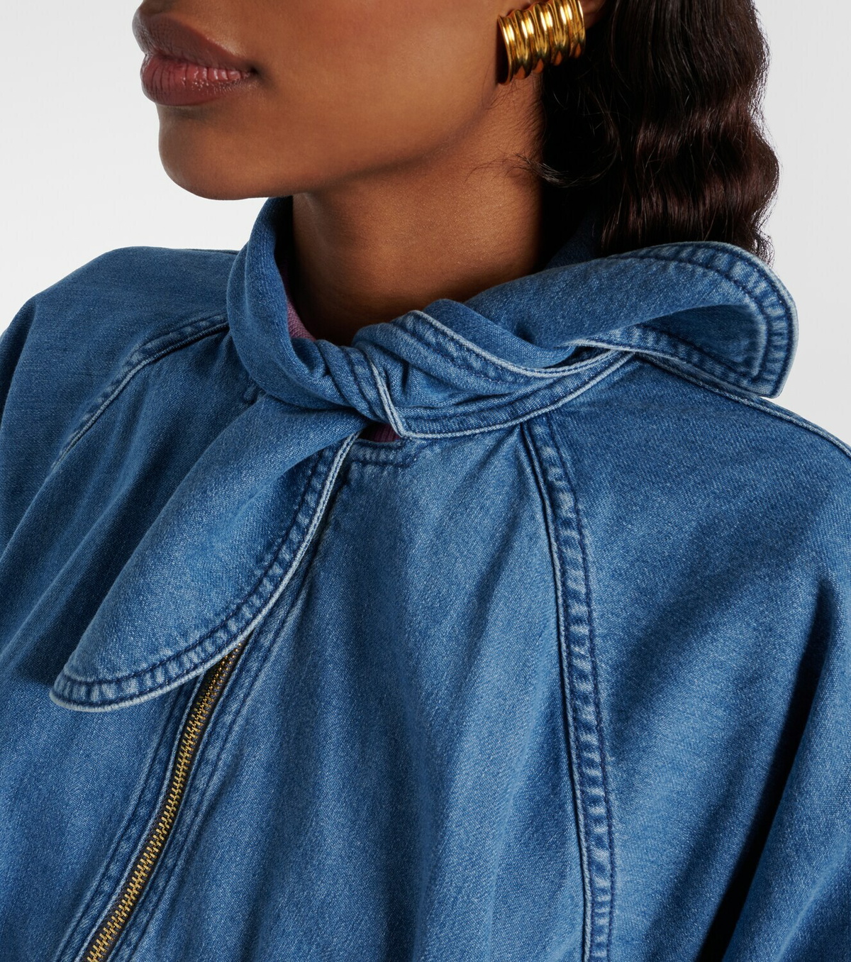 Patou Tie-neck denim jacket