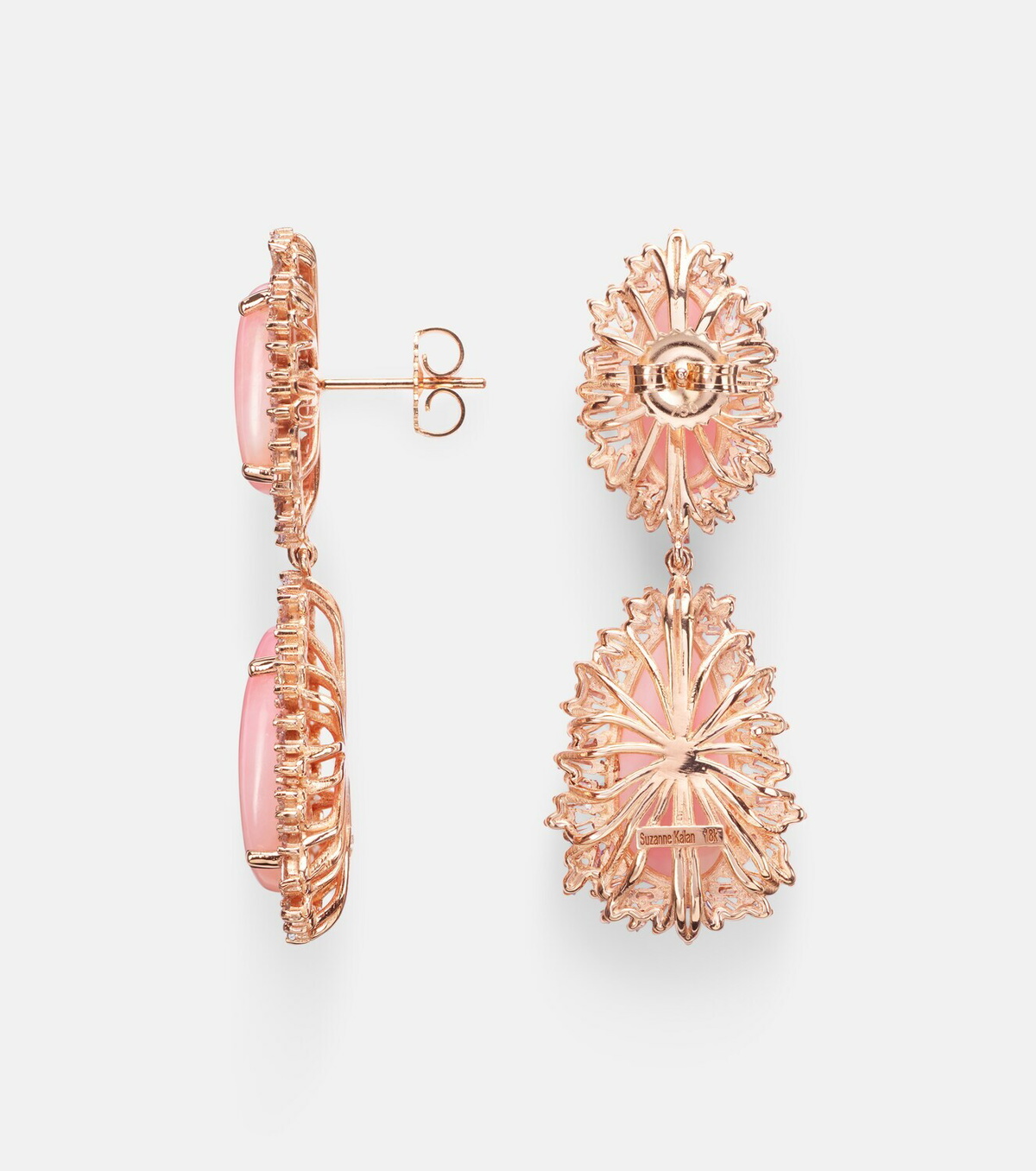 Suzanne Kalan 18kt rose gold drop earrings with opal and diamonds