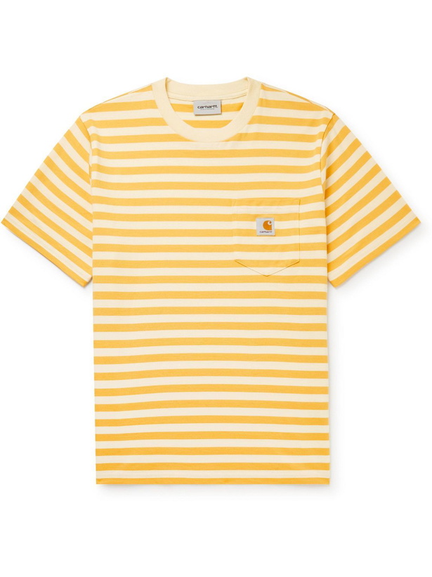 Photo: Carhartt WIP - Logo-Appliquéd Striped Cotton-Jersey T-Shirt - Yellow