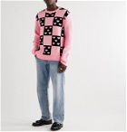 Noon Goons - Lovers Checked Jacquard Sweater - Pink