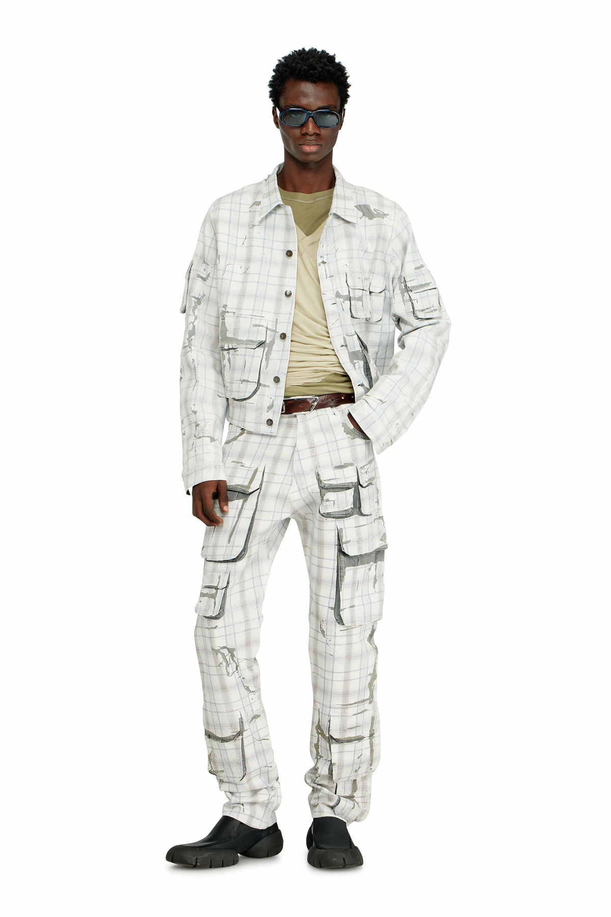 Diesel Denim jacket with peel-off effect - Denim Jackets Mens in Grey