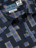 Blue Blue Japan - Printed Checked Cotton Shirt - Blue
