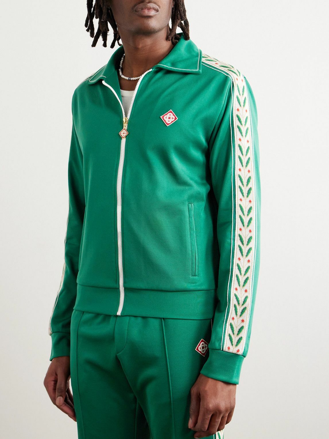 Casablanca - Laurel Logo-Embroidered Jersey Track Jacket - Green