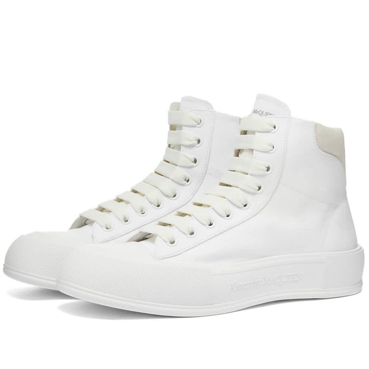 Photo: Alexander McQueen Men's Canvas High Top Sneakers in White