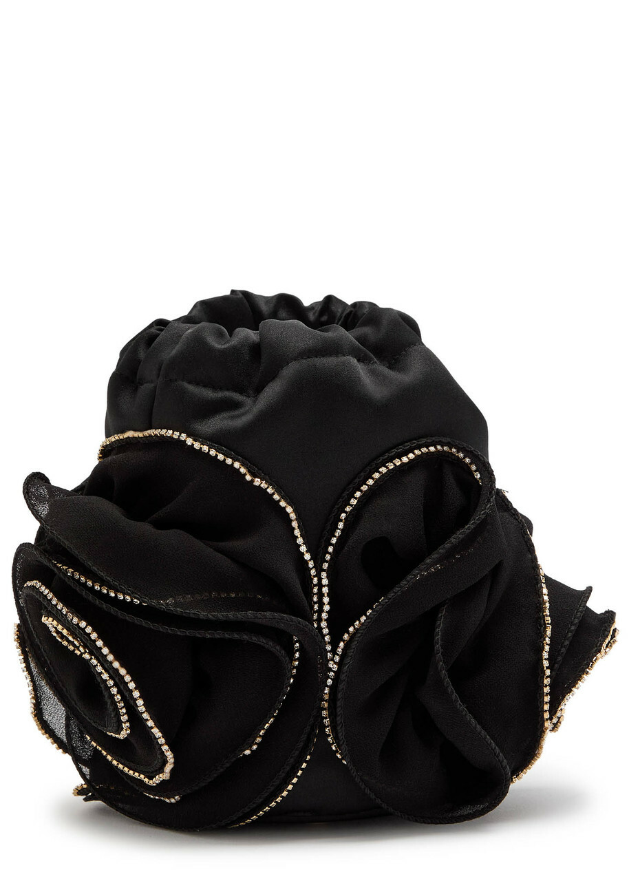 Rosantica Ruffles Embellished Satin Cross-body bag - Black - One Size