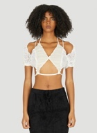 Ruched Lace Top in White