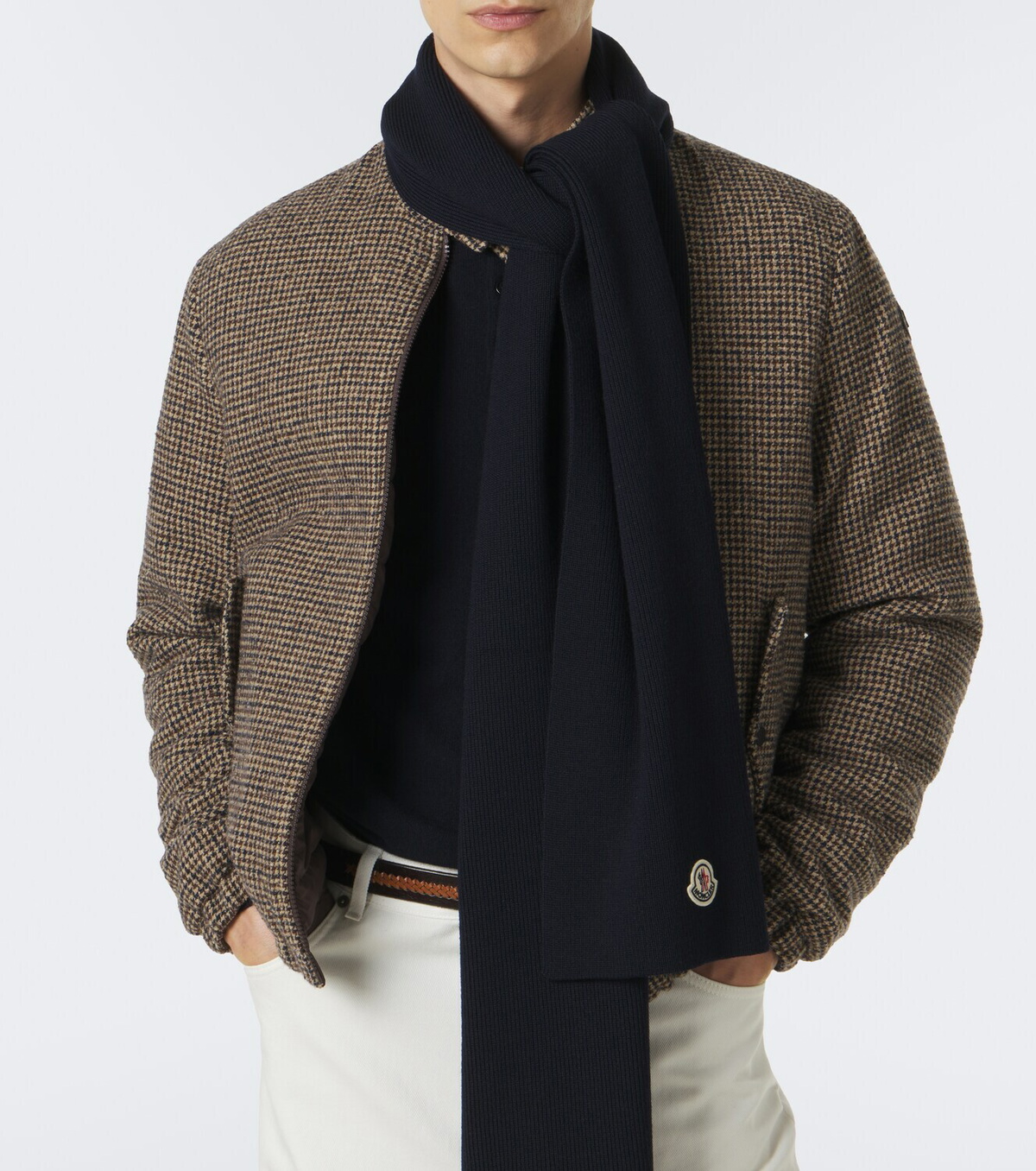 Moncler Logo virgin wool scarf