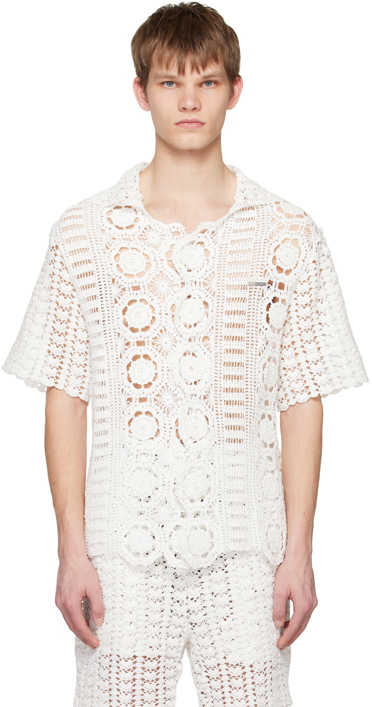 young n sang White Scalloped Shirt