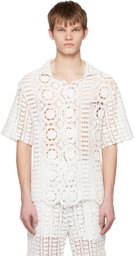 young n sang White Scalloped Shirt