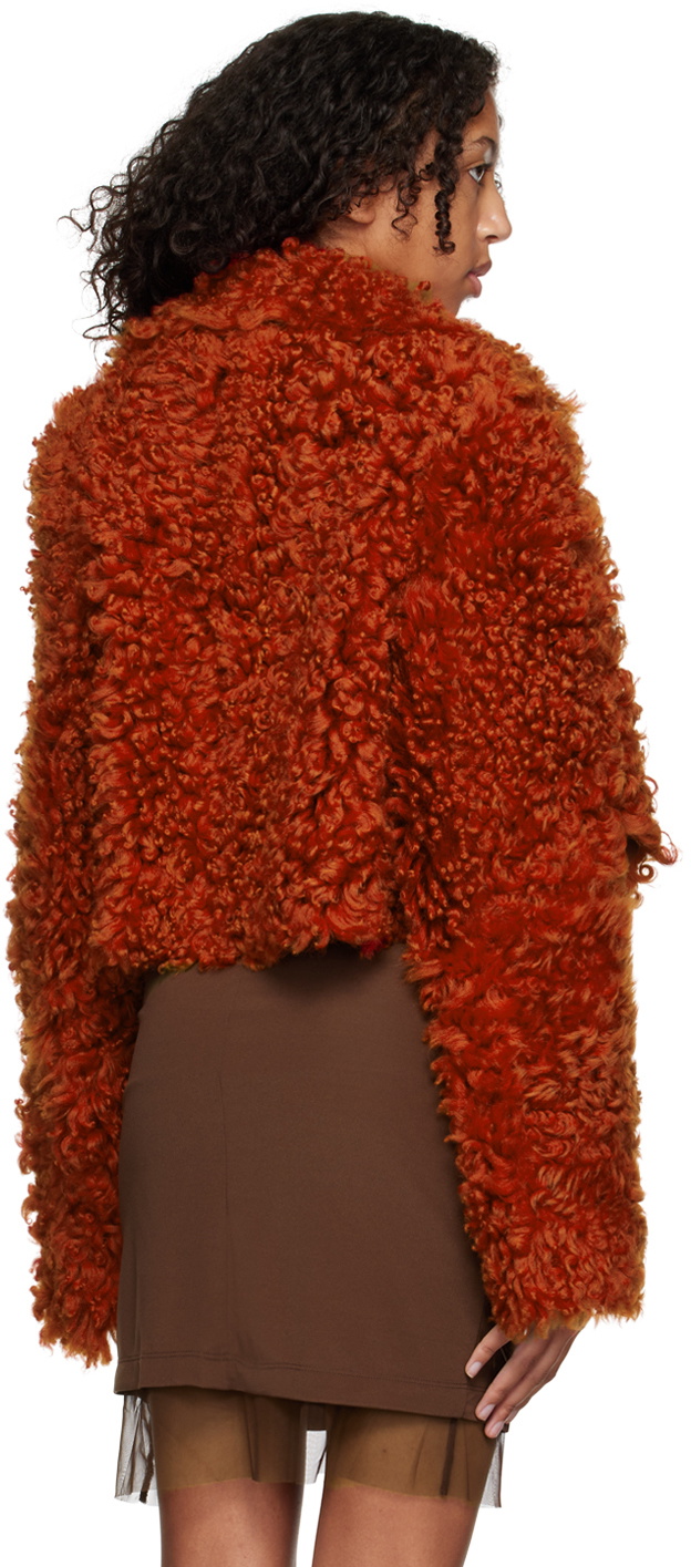Helmut Lang Orange Notched Shearling Jacket Helmut Lang