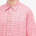 Acne Studios Men's Sarlie Face Short Sleeve Flannel Check Shirt in Tango Pink