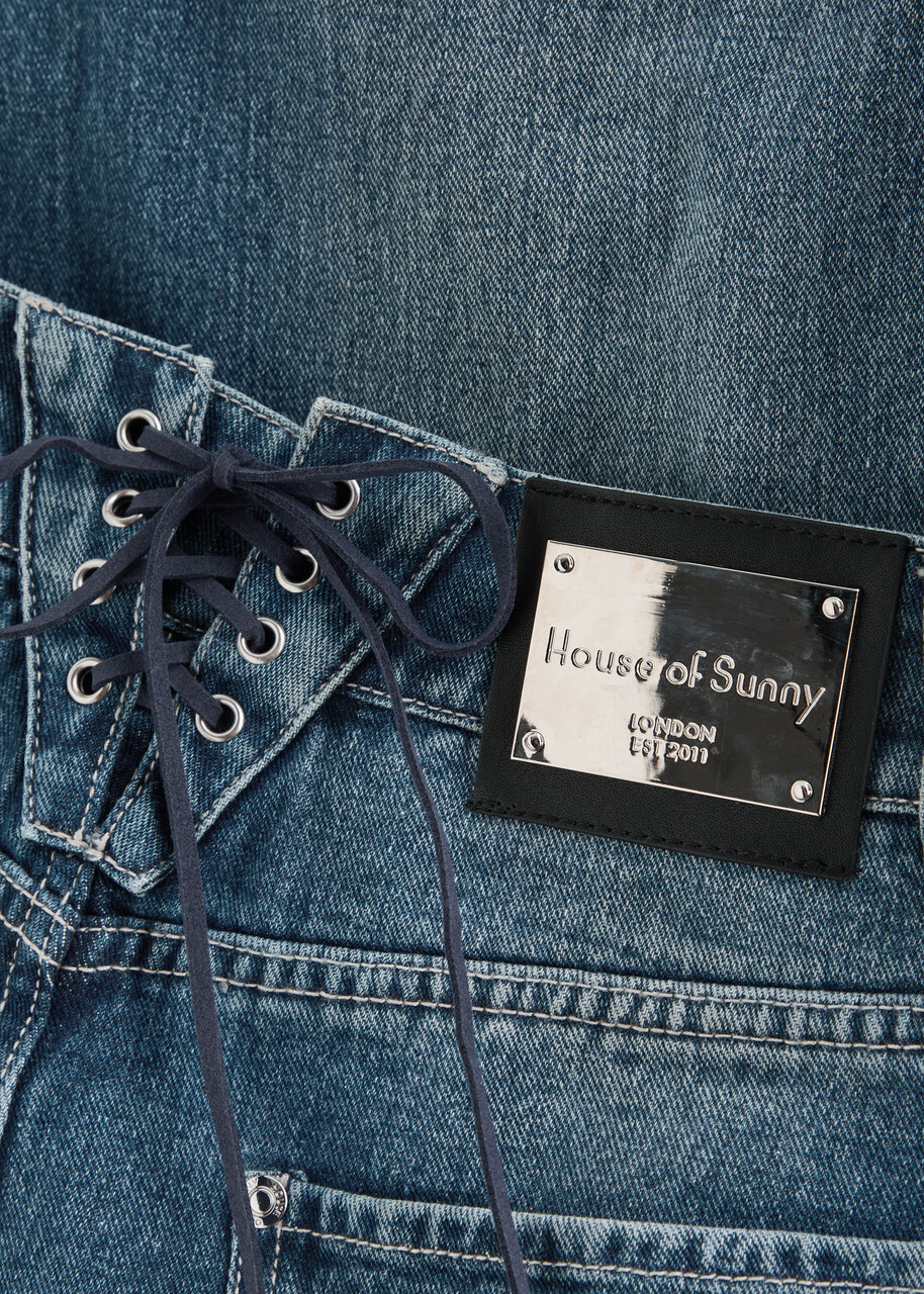 House OF Sunny Wide-leg Denim Jeans Mid Blu