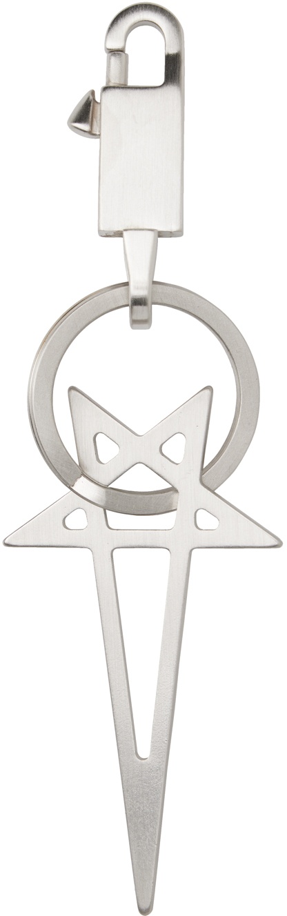 Rick Owens: Silver Pentagram Keychain | SSENSE