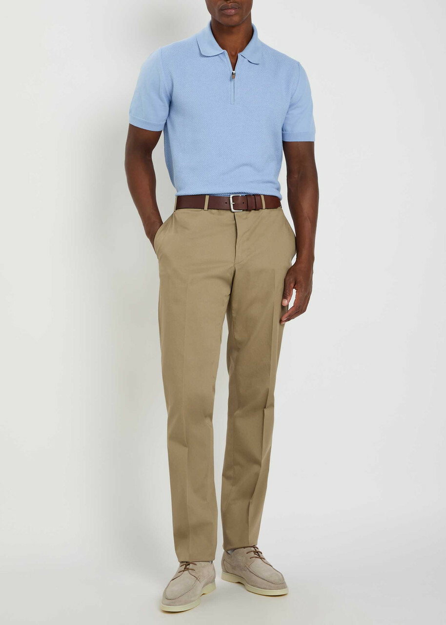 Canali Tapered-leg Stretch-cotton Poplin Trousers Stone