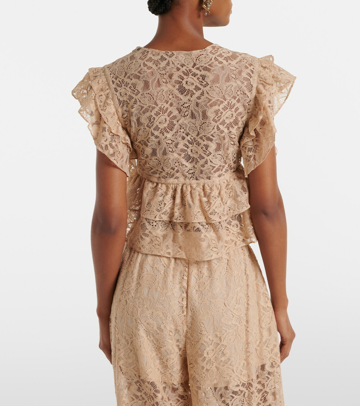 Adriana Degreas Ruffled lace crop top