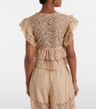 Adriana Degreas Ruffled lace crop top