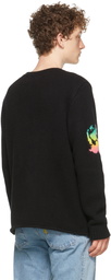 The Elder Statesman Black Paint Shroom Garden Pullover Sweater