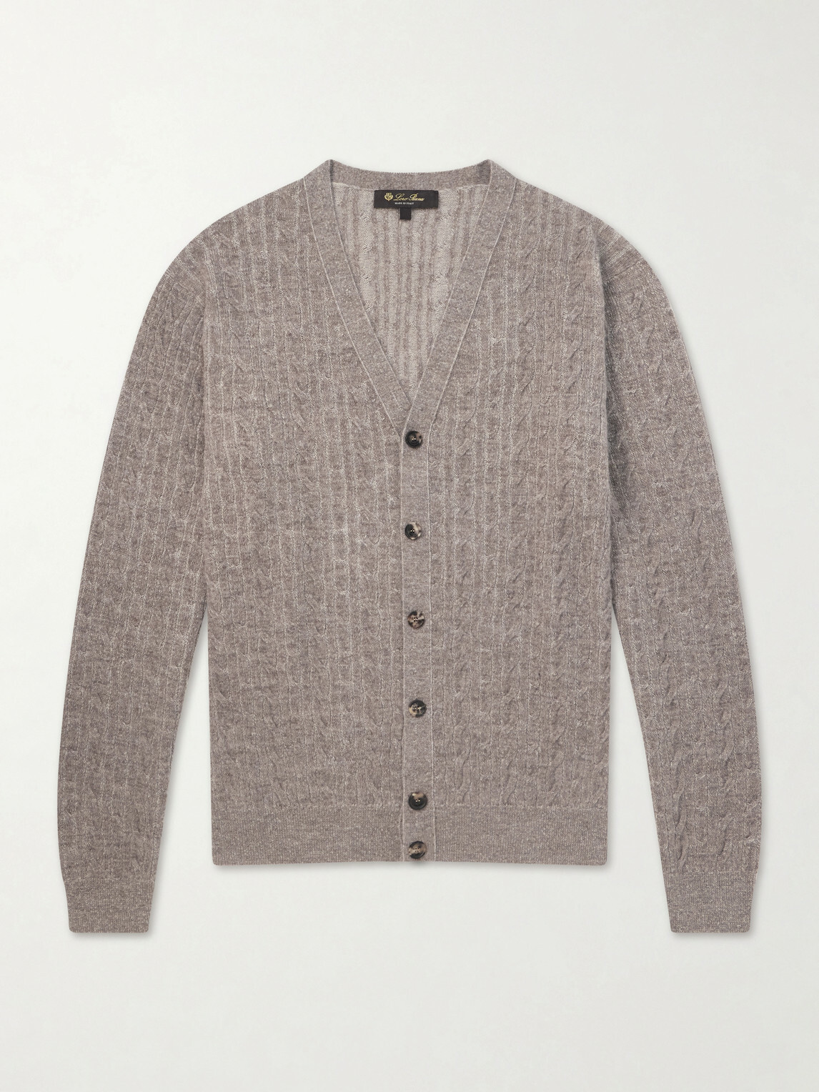 Loro Piana - Walnut Cable-Knit Virgin Wool, Cashmere and Silk-Blend Cardigan - Neutrals