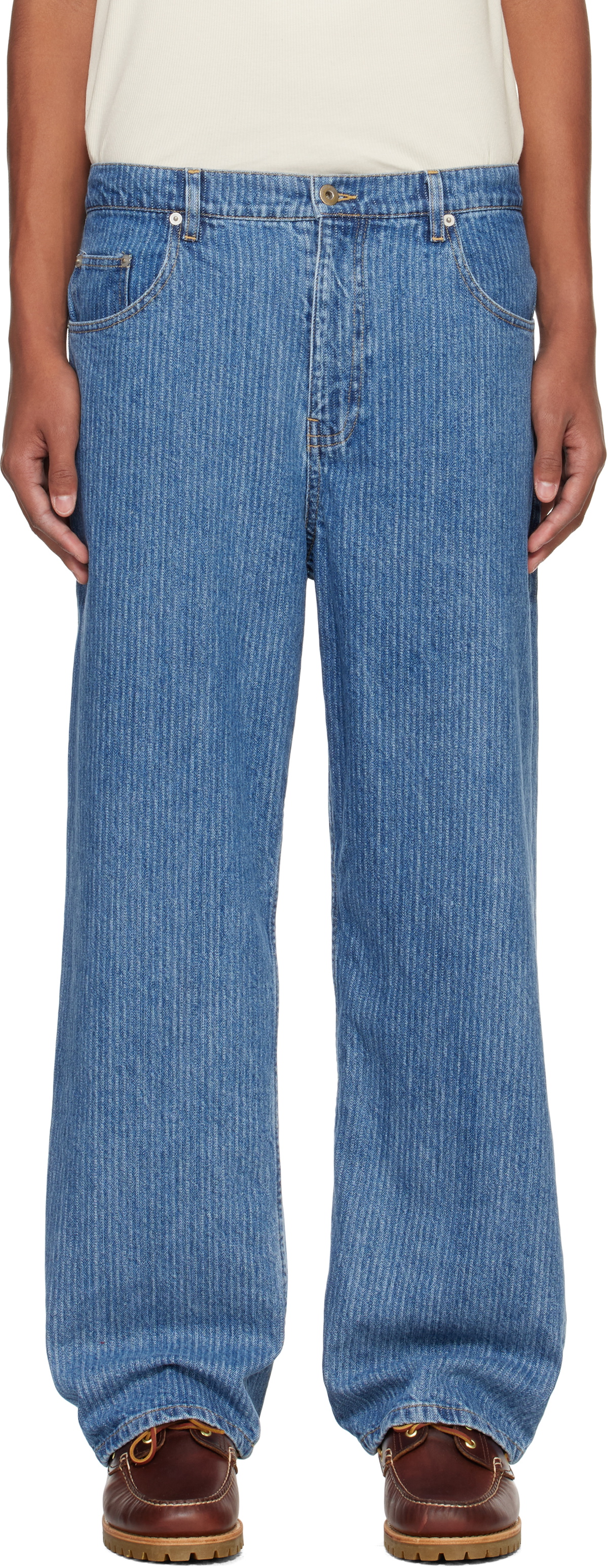 Small Talk Studio Blue Jacquard Stripe Jeans