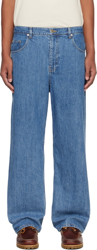 Photo: Small Talk Studio Blue Jacquard Stripe Jeans